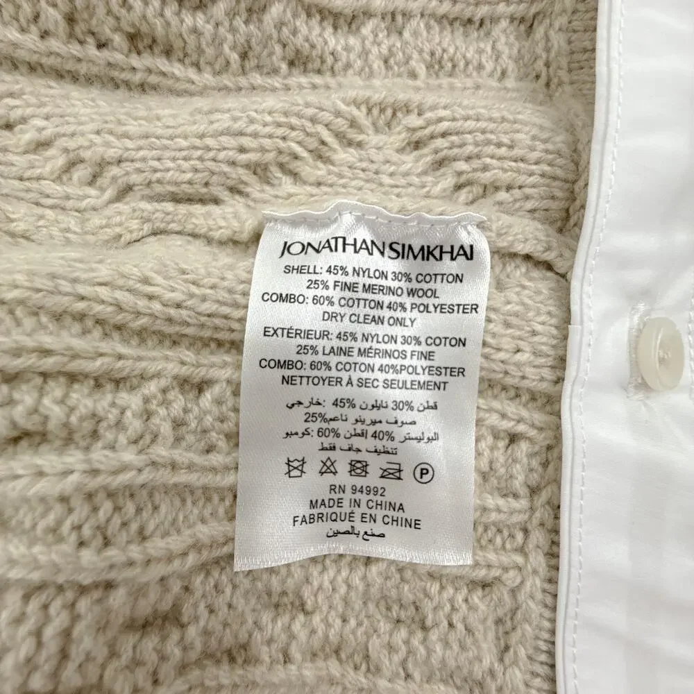 JONATHAN SIMKHAI Davina Patchwork Cardigan Jacket in Bone Multi M - Picture 9 of 12